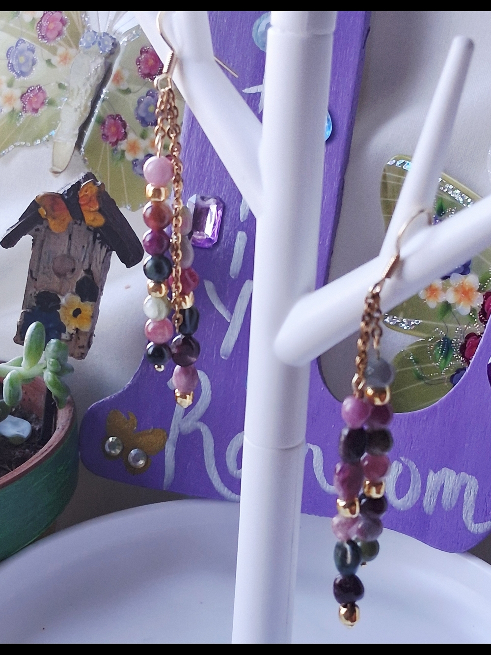 Multicolor Beaded Chain Drop Earrings